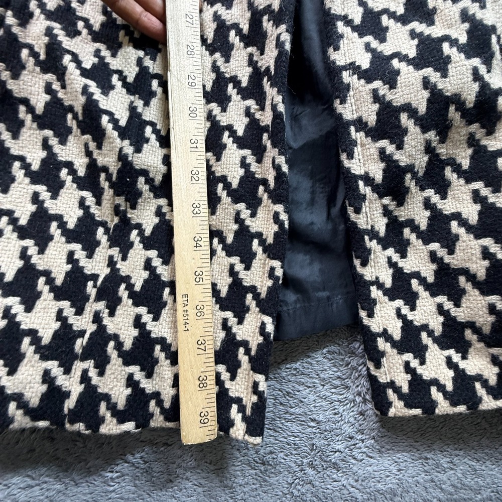 Vintage Sigrid Olsen Wool Blend Coat Womens L Woven Hook Closure Black Tan - Picture 11 of 11